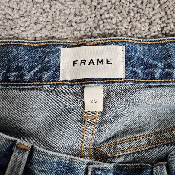 FRAME jeans Womens 26 Blue Le Nouveau Straight Distressed Creation Boho Hipster - Picture 3 of 13